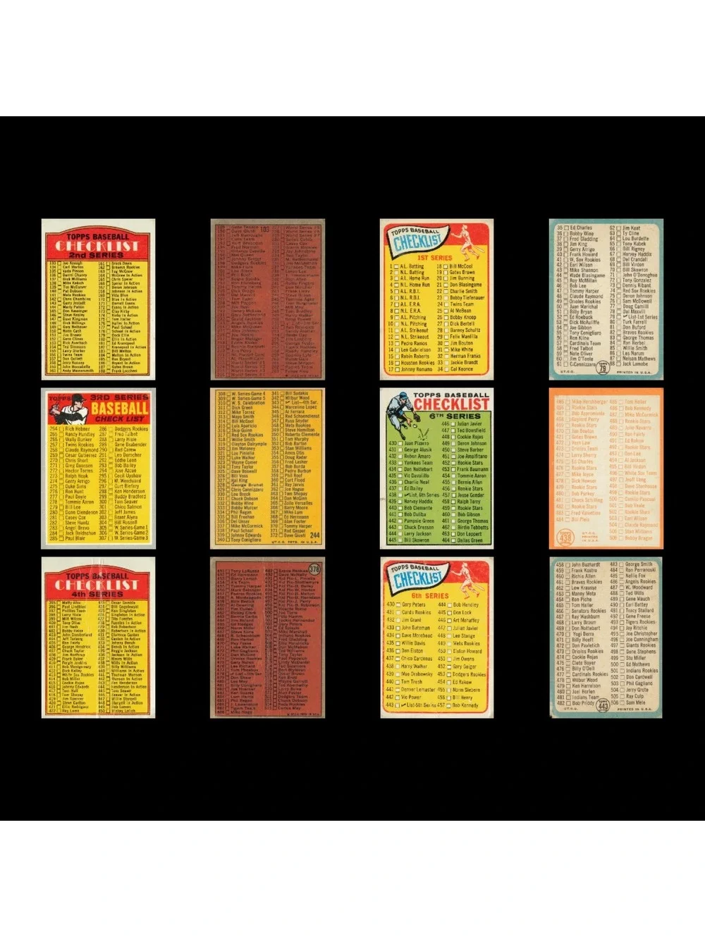 Vintage 1960s-70s Baseball Card Checklist Lot / Mickey Mantle / Extras 79 Total
